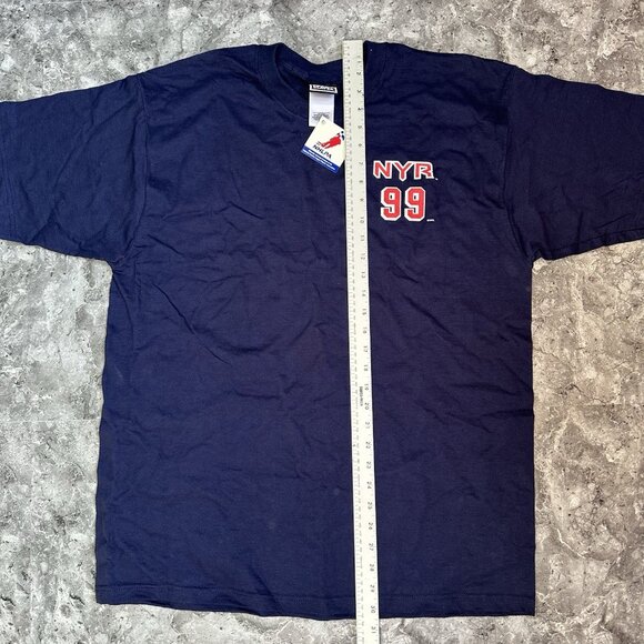 Vintage 1999 WAYNE GRETZKY "99" RETIREMENT PRO PLAYER T-SHIRT Blue 100% Cotton L - Picture 6 of 6